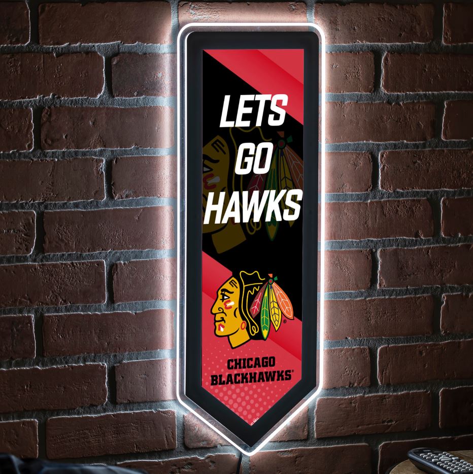 Evergreen Chicago Blackhawks Pennant 9" x 23" LED Lighted Sign