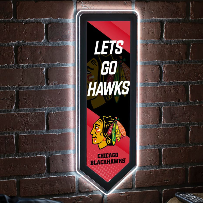 Evergreen Chicago Blackhawks Pennant 9" x 23" LED Lighted Sign