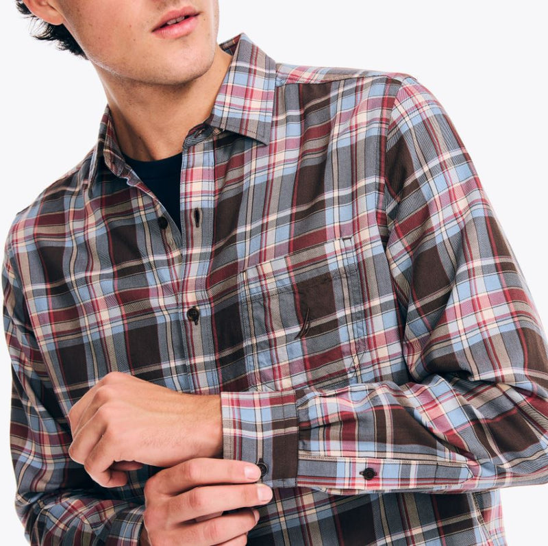 Nautica Mens Sustainably Crafted Plaid Long Sleeve Shirt