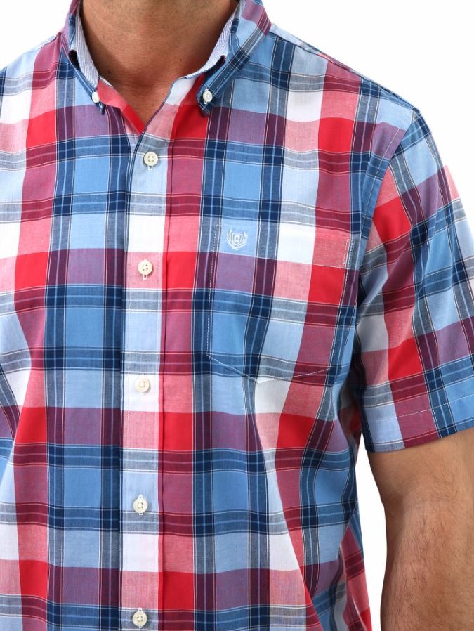 Chaps Mens Easy Care Poplin Short Sleeve Button Down Shirt