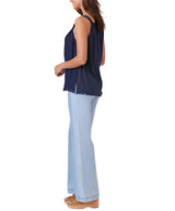 Democracy Womens Ruched Square Neck Woven Sleeveless Tank Top