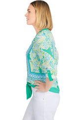 Democracy Womens Tie Front 3/4 Sleeve Top