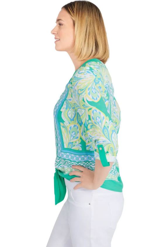 Democracy Womens Tie Front 3/4 Sleeve Top