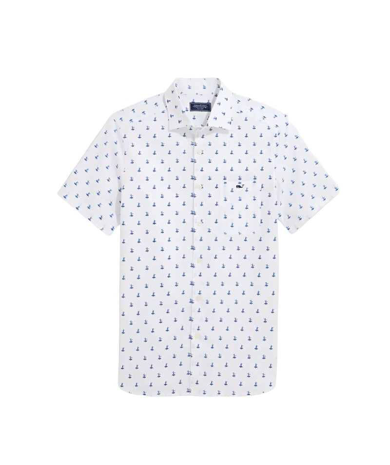 Vineyard Vines Mens Sailboat Woven Short Sleeve Button Down Shirt