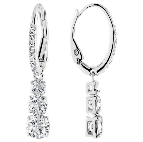 Swarovski Attract Trilogy Hoop Earrings - Round cut, White, Rhodium plated