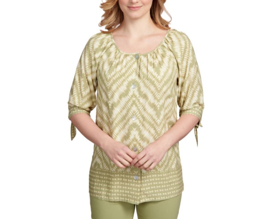 Ruby Rd. Womens Ikat Tie Sleeve Tunic Top