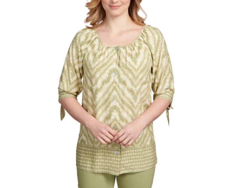 Ruby Rd. Womens Ikat Tie Sleeve Tunic Top