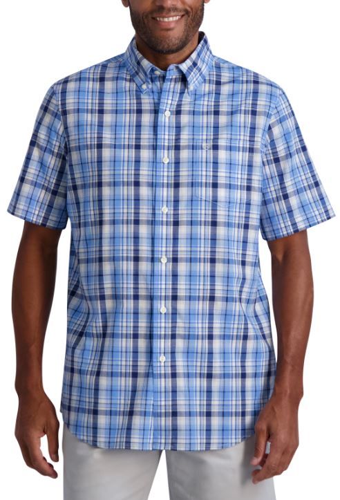 Chaps Mens Easy Care Poplin Short Sleeve Button Down Shirt