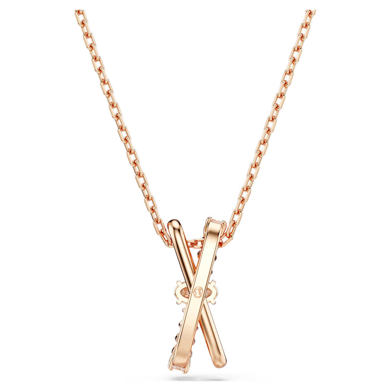 Swarovski Hyperbola Pendant Necklace - Mixed Cuts, Twist, White, Rose-Gold Toned