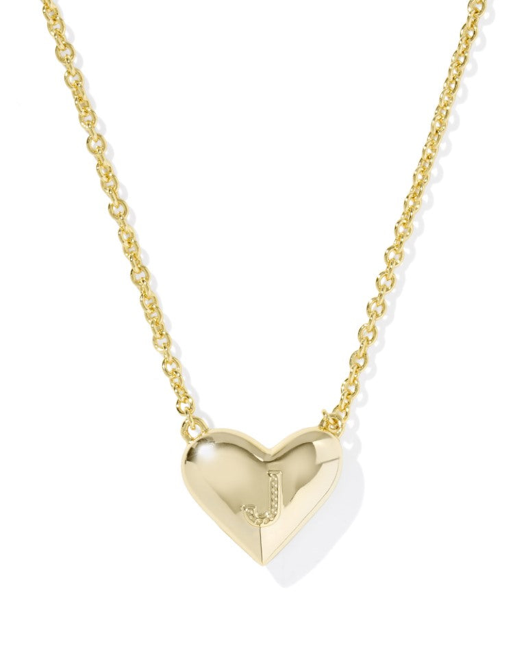 Kendra Scott Heart Letter J Gold Ivory Mother of Pearl Short Pendant Necklace