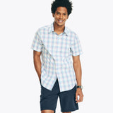 Nautica Mens Navtech Plaid Short Sleeve Button Down Shirt