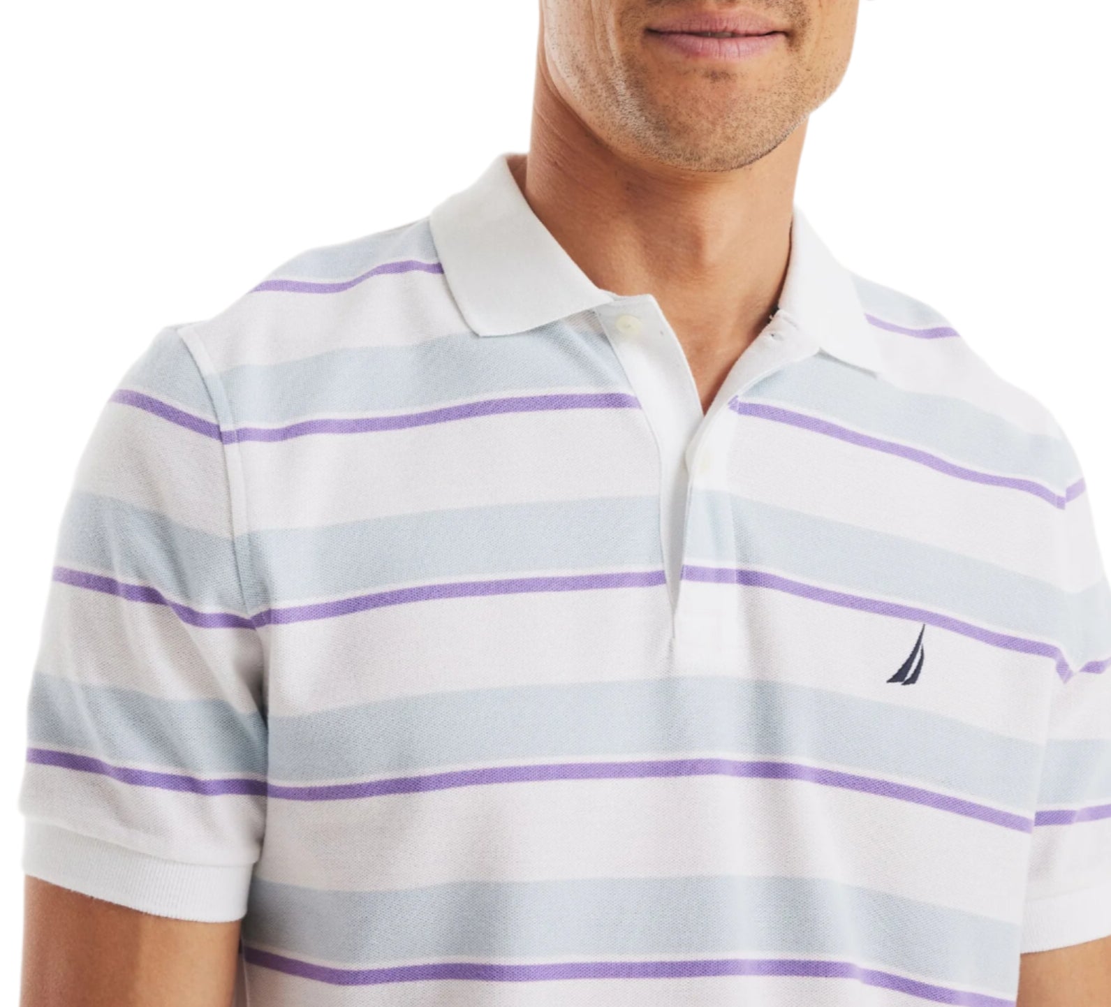 Nautica Mens Stripe Short Sleeve Polo