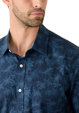 Nautica Mens Palm Tree Print SHort Sleeve Button-Down Shirt