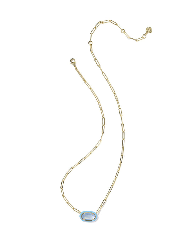 Kendra Scott Periwinkle Elisa Enamel Frame Gold Paperclip Necklace