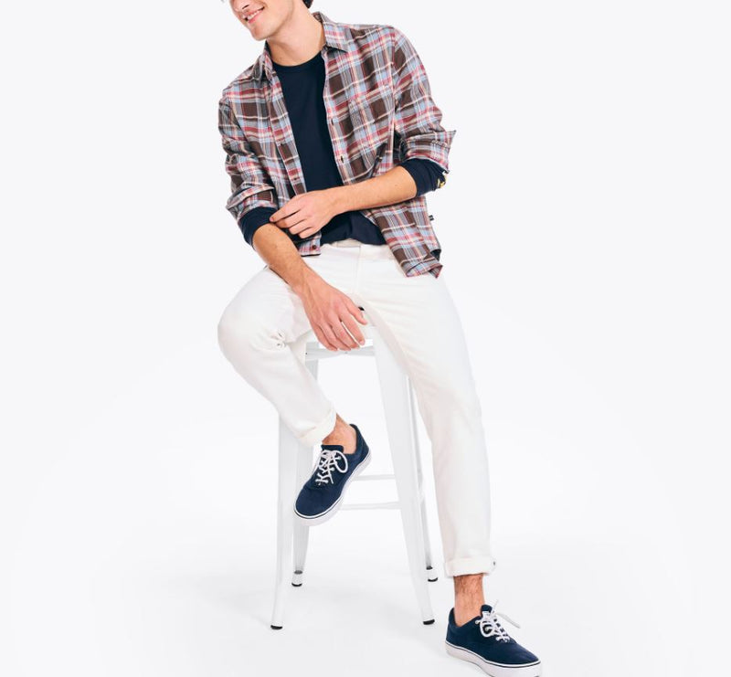 Nautica Mens Sustainably Crafted Plaid Long Sleeve Shirt