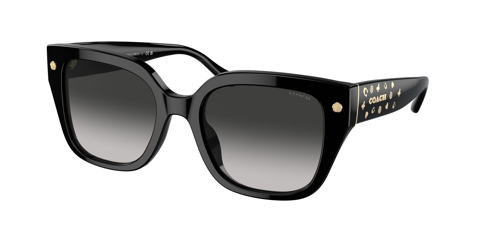 Coach Womens Non-Polarized Sunglasses - Black/Grey Gradient