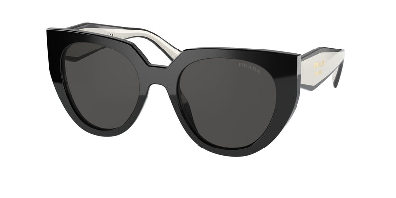 Prada Womens Non-Polarized Sunglasses - Black/Talc/Dark Grey