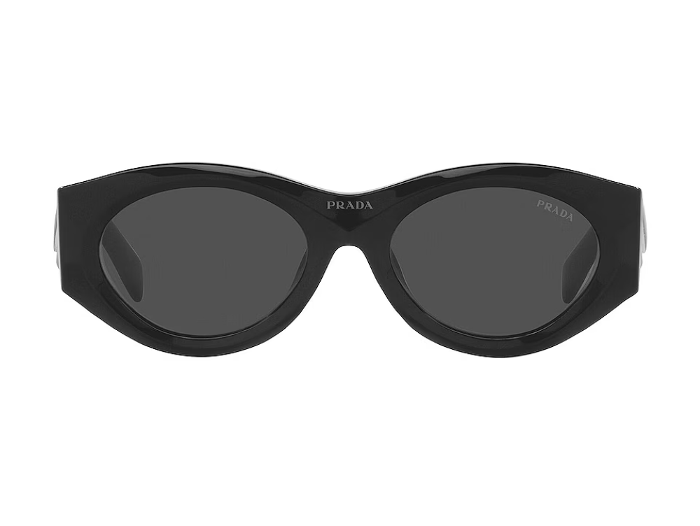 Prada Catwalk Oval Non Polarized Sunglasses Black Dark Gray ShopCGX