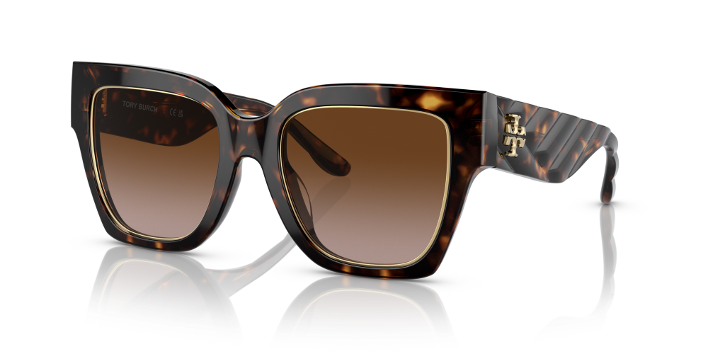 Tory Burch Kira Square Non-Polarized Sunglasses - Dark Tortoise/Brown Gradient