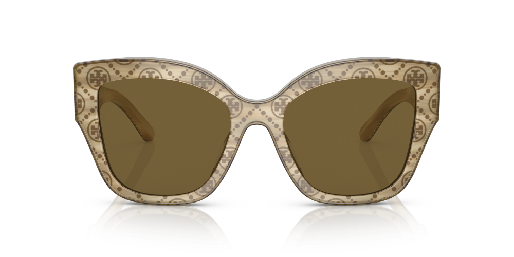 Tory Burch Butterfly Non-Polarized Sunglasses - Ivory Horn/Olive Monogram/Olive