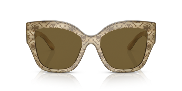 Tory Burch Butterfly Non-Polarized Sunglasses - Ivory Horn/Olive Monogram/Olive