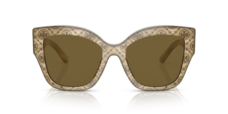 Tory Burch Butterfly Non-Polarized Sunglasses - Ivory Horn/Olive Monogram/Olive