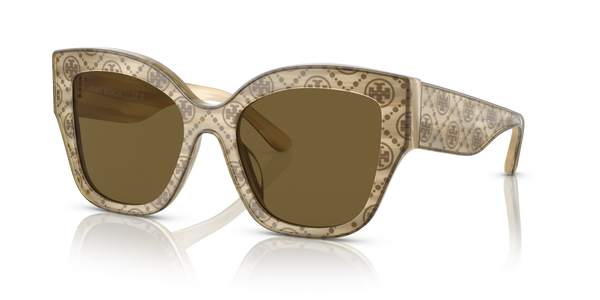 Tory Burch Butterfly Non-Polarized Sunglasses - Ivory Horn/Olive Monogram/Olive