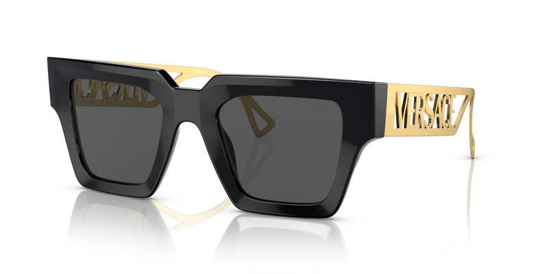 Versace Square Non-Polarized Sunglasses - Black/Gold/Dark Gray