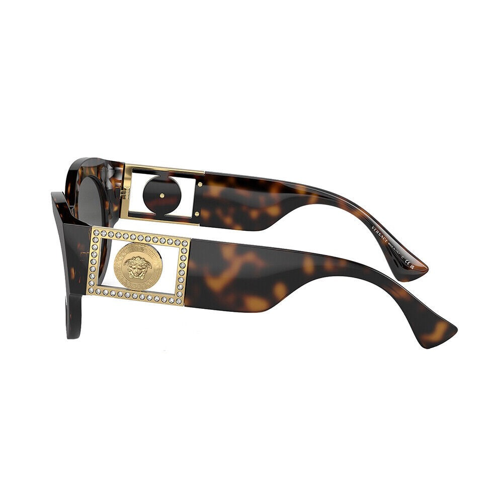 Versace Round Non-Polarized Sunglasses - Havana/Dark Gray