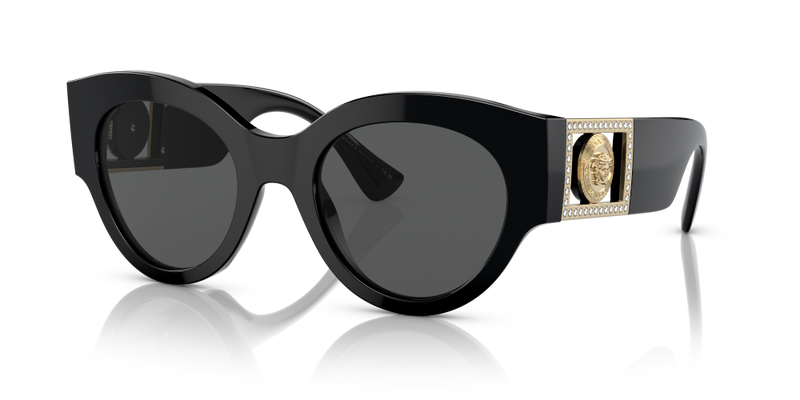 Versace Round Non-Polarized Sunglasses - Black/Dark Gray