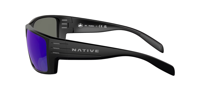 Native Griz Matte Black Frame - Blue Reflex Lens - Polarized Sunglasses