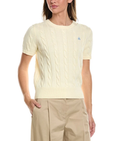 Brooks Brothers Womens Cable Crew Short Sleeve Sweater