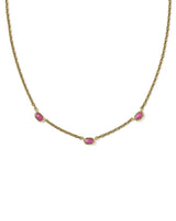Kendra Scott Mini Elisa Dark Fuchsia Three Stone Strand Necklace - Gold Plated
