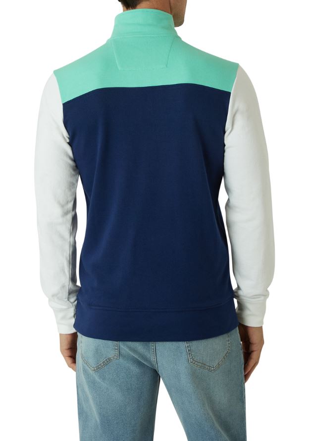 Chaps Mens Quarter Zip Colorblock Sweater