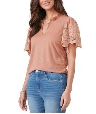 Democracy Womens Flutter Short Sleeve Top