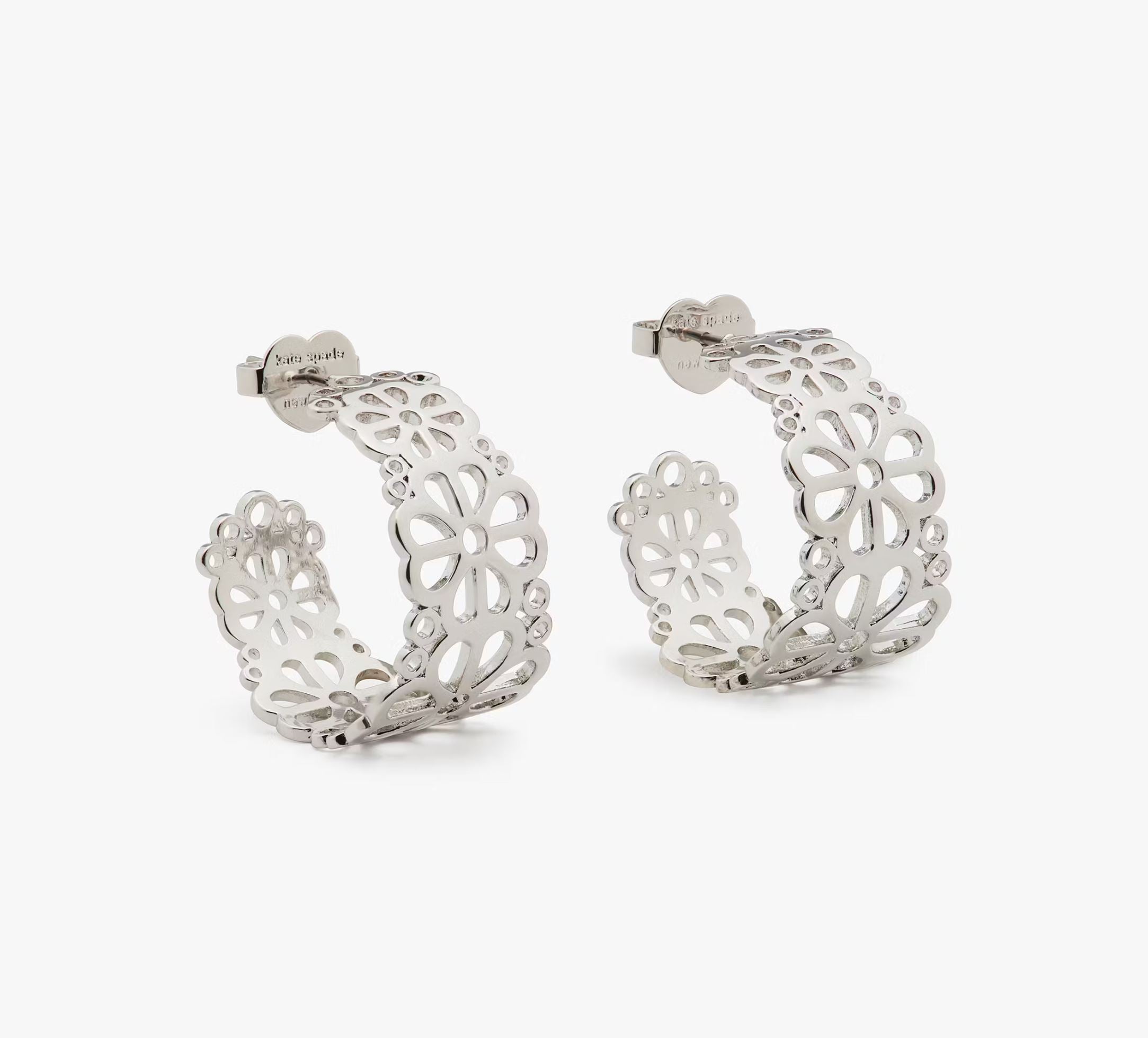 Kate Spade Spade Flower Lace Hoops - Silver