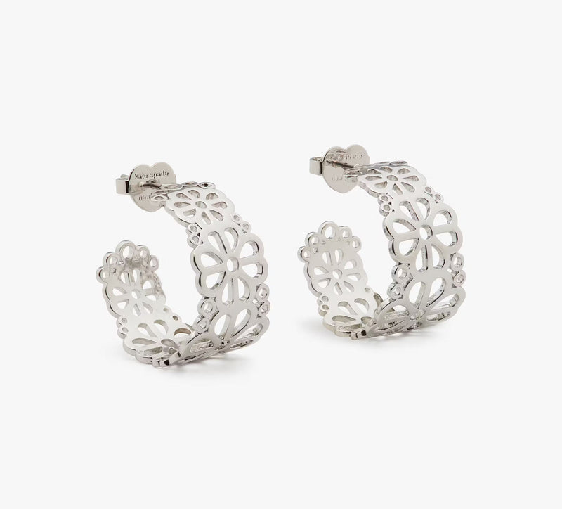 Kate Spade Spade Flower Lace Hoops - Silver