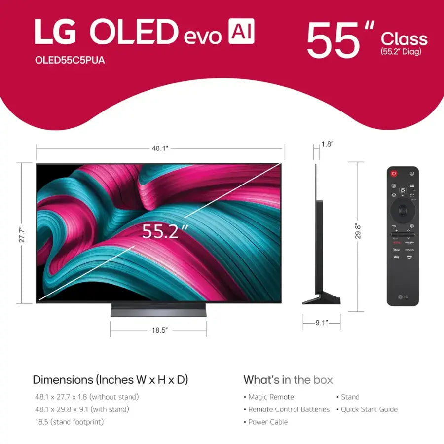 LG 55" Class C5 Series OLED evo AI 4K UHD Smart webOS TV
