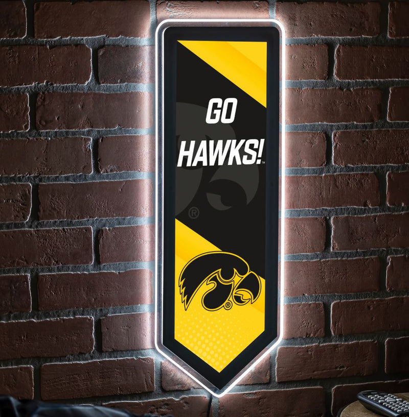 Evergreen University of Iowa Pennant 9" x 23" LED Lighted Sign
