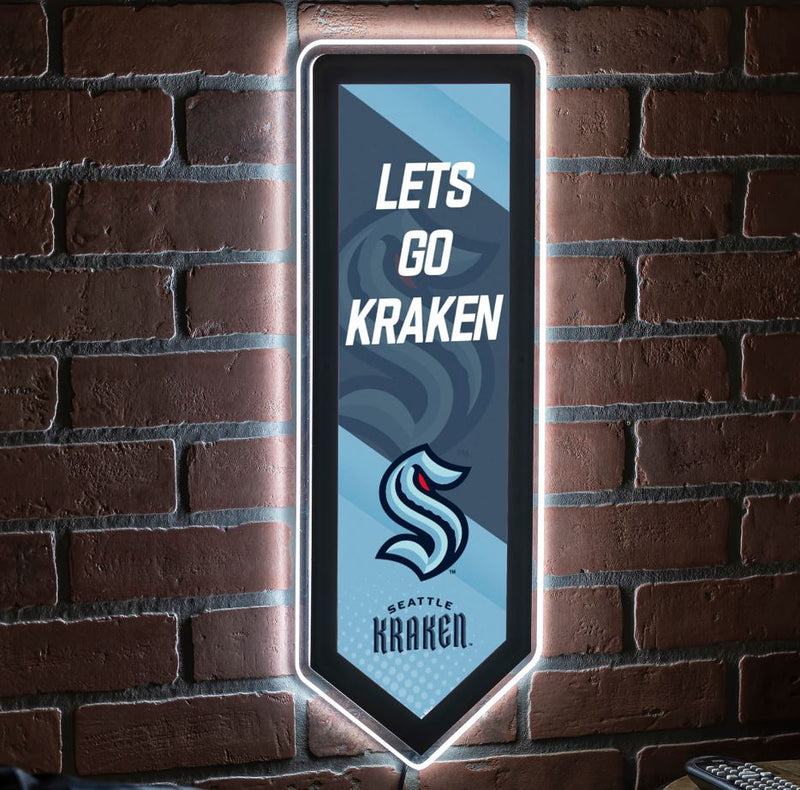 Evergreen Seattle Kraken Pennant 9" x 23" LED Lighted Sign