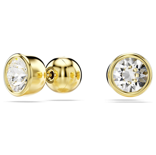 Swarovski Imber Stud Earrings - Round cut, White, Gold-tone plated