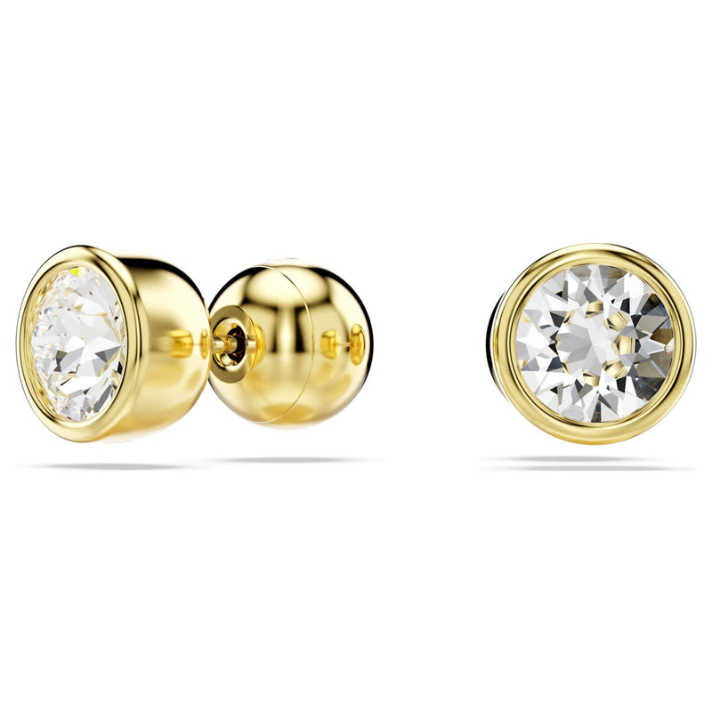 Swarovski Imber Stud Earrings - Round cut, White, Gold-tone plated