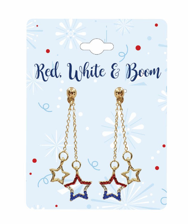 FAF Patriotic Red, White, & Blue Gold Earrings