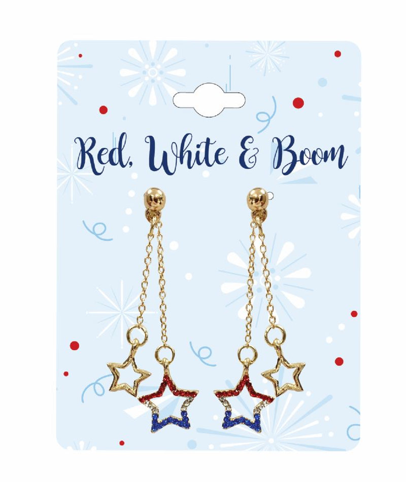 FAF Patriotic Red, White, & Blue Gold Earrings