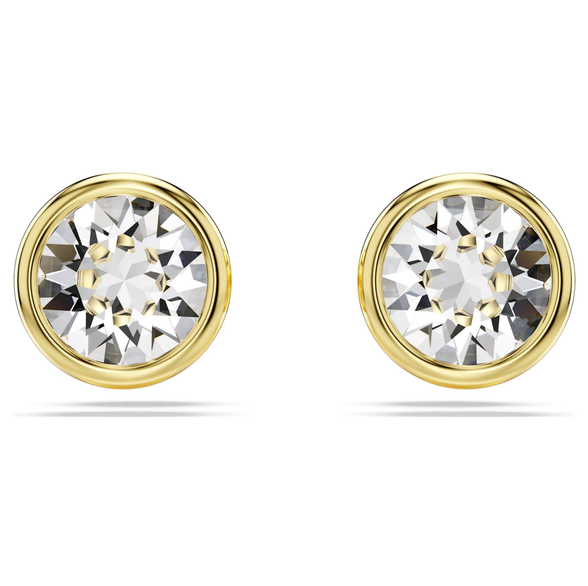 Swarovski Imber Stud Earrings - Round cut, White, Gold-tone plated