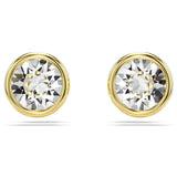 Swarovski Imber Stud Earrings - Round cut, White, Gold-tone plated