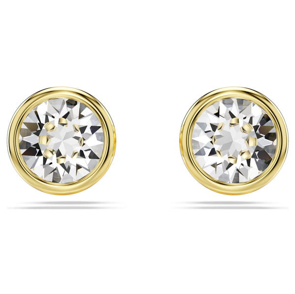 Swarovski Imber Stud Earrings - Round cut, White, Gold-tone plated