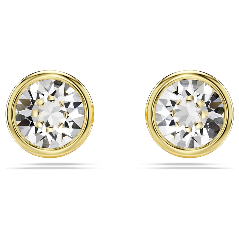 Swarovski Imber Stud Earrings - Round cut, White, Gold-tone plated