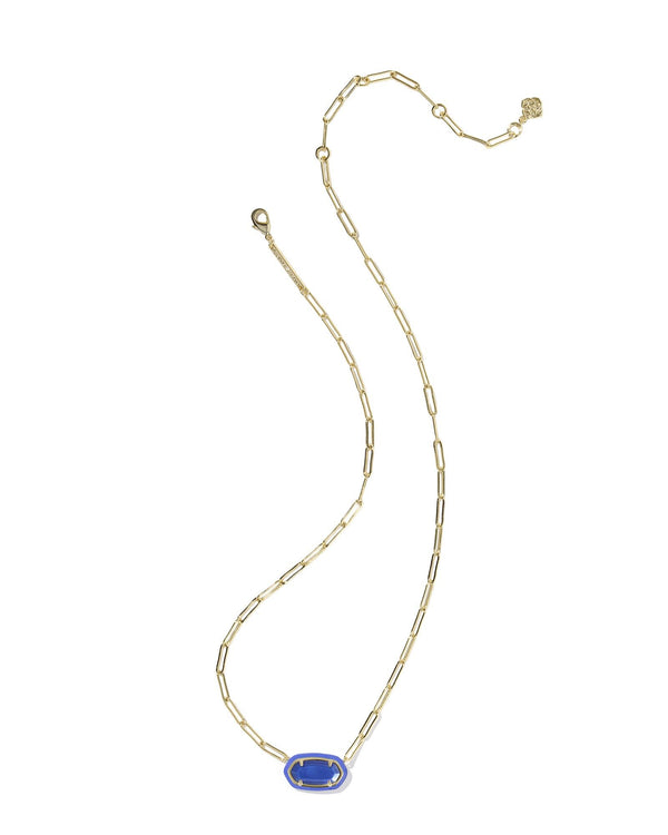 Kendra Scott Cobalt Elisa Enamel Frame Gold Paperclip Necklace