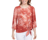 Ruby Rd. Womens Tie Dye Print 3/4 Sleeve Top